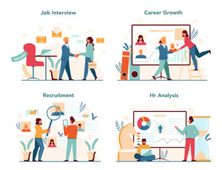 Human resources manager concept set. Idea of recruitment and job
