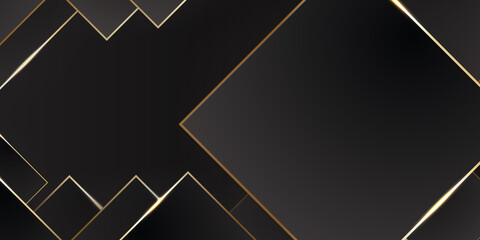 Modern abstract black background with gold line composition