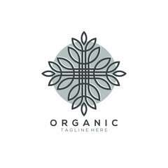 silhouette leaf plant vector logo with dark grey background