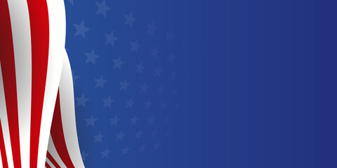 Background with USA painted flag. America Background. National flag of America with fabric wave dark background. Vector illustration.