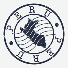 Obraz na płótnie Canvas Peru Stamp Postal. Map Silhouette Seal. Passport Round Design. Vector Icon. Design Retro Travel.