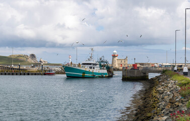 Fishing boat in the harbor in Ireland.