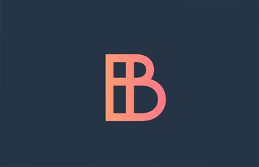 pink alphabet letter logo B icon for company and business. Simple line design for corporate identity