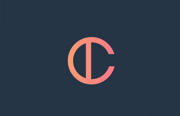 pink alphabet letter logo C icon for company and business. Simple line design for corporate identity