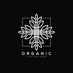 square line white leaf plant vector logo