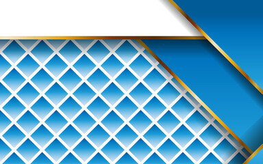 modern premium abstract blue vector background banner, with gold line. Overlap layers with paper effect. Cover layout template. Material design concept