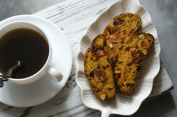 Italian biscotti cookies with dried fruits and nuts