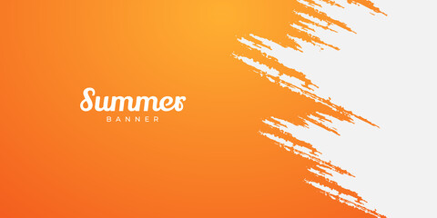 Trendy abstract orange white brush summer banner art templates. Suitable for social media posts, mobile apps, banners design and web/internet ads.