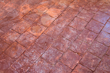 brick orange floor inside an old historic house