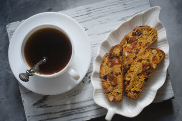 Italian biscotti cookies with dried fruits and nuts