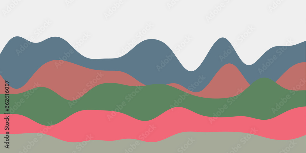 Poster abstract colorful hills background with bold waves. vector illustration for modern design projects.