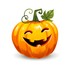 Halloween pumpkin with laughing face.