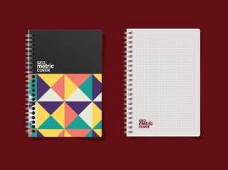 geometric cover notebooks design of Mockup corporate identity template and branding theme Vector illustration