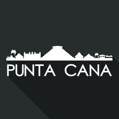 Punta Cana Mexico Flat Icon Skyline Silhouette Design City Vector Art Famous Buildings.