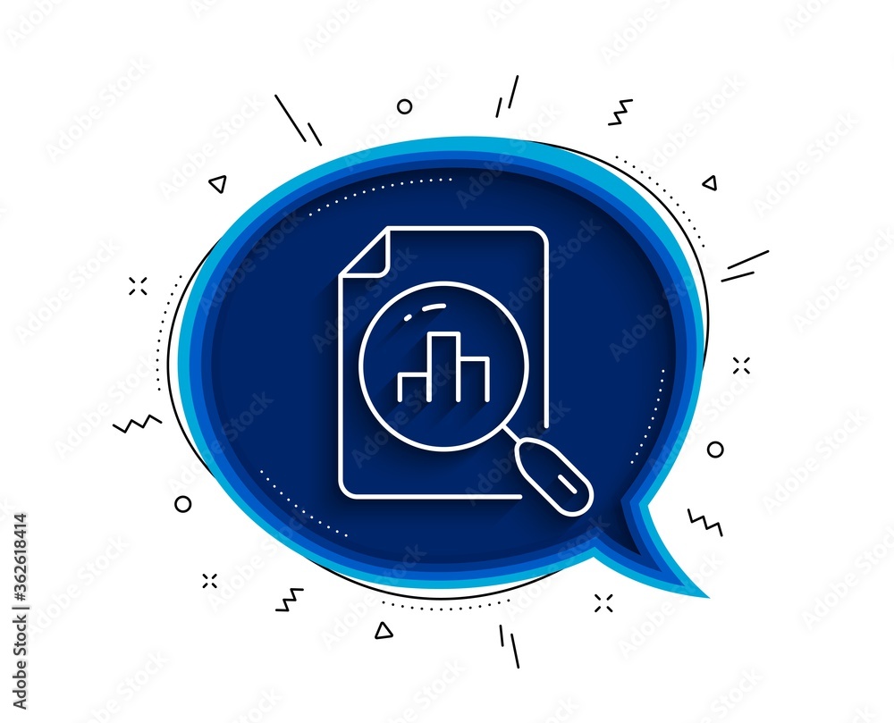 Poster analytics graph line icon. chat bubble with shadow. column chart sign. growth diagram symbol. thin l