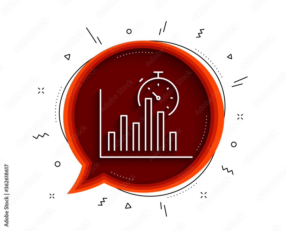 Poster report timer line icon. chat bubble with shadow. column graph sign. growth diagram chart symbol. thi