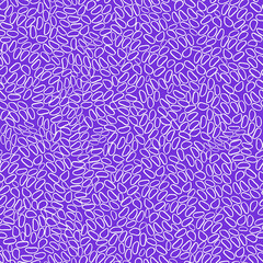Seeds, rice, curls. Simple seamless violet and white pattern. Scandinavian style, design for wallpaper, fabric, textile,wrapping paper. Coloring page, book.