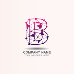 Letter B logo with Technology template concept network icon vector