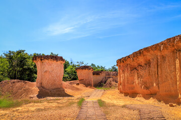 Phae Mueang Phi Forest Park, sandstone erosion canyon, famous tourist destination in Phrae, Thailand