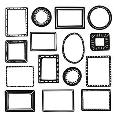 Vector doodle frames big set. Hand drawn black frames. Collection isolated on white background.
