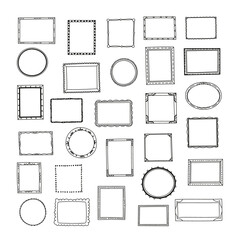 Hand drawn frames big set. Cute cartoon style borders. Vector design.
- 362620652