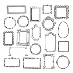 Hand drawn  frames set. Cartoon style vector collection.
