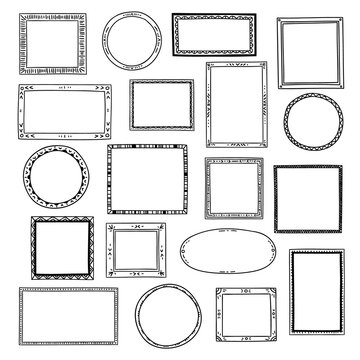 Hand drawn  frames set. Cartoon style vector collection.
