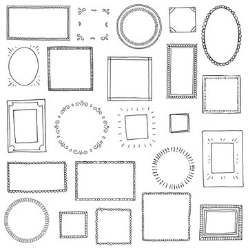 Hand drawn  frames set. Cartoon style vector collection.
