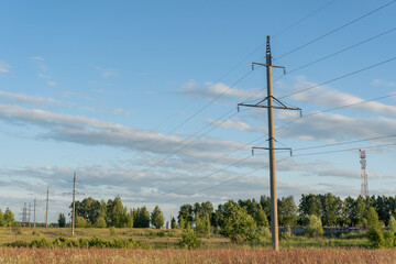 Power lines air and power supply, landscape