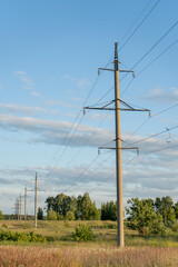 Fototapeta na wymiar Power lines air and power supply, landscape