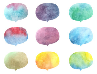 Speech bubble collection isolated vector illustration. Modern watercolor design. Template chat, message. Creative idea. Communication concept.