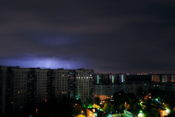 Night thunderstorm in Moscow city