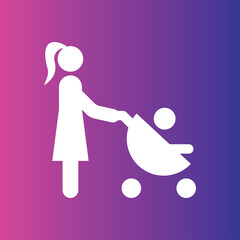 Mother with baby carriage icon illustration isolated vector symbol symbol