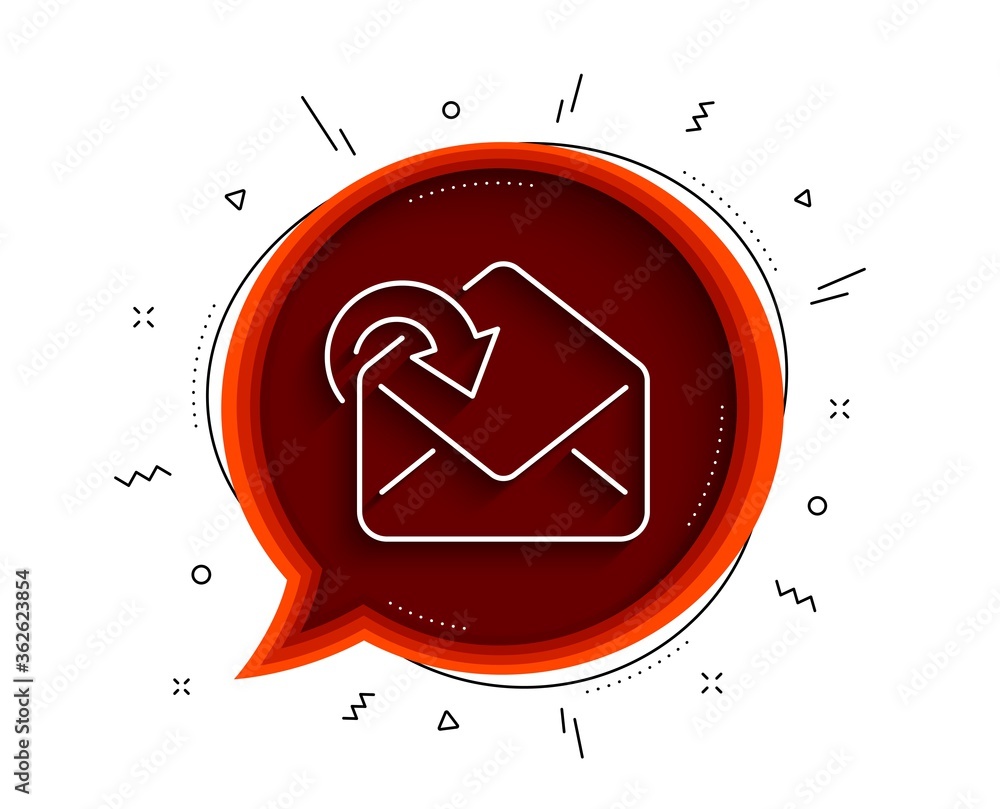 Poster receive mail download line icon. chat bubble with shadow. incoming messages correspondence sign. e-m