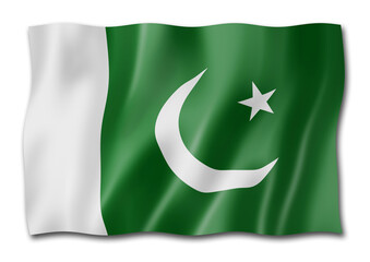Pakistani flag isolated on white