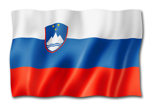 Slovenian flag isolated on white