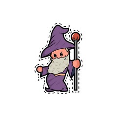 Cute wizard and the magic staff stickers