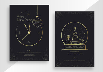 Happy New Year Poster Set with Gold Elements