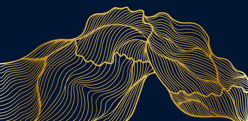 Gold luxury line art background vector. Tropical pattern design for packaging, wallpaper and print, Vector illustration.