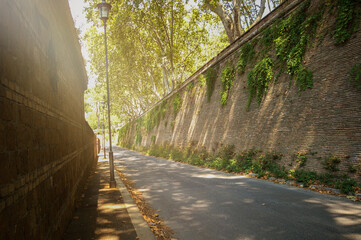 Viale delle Mura Aurelie street, the street leading from the Vatican City to theParco del...