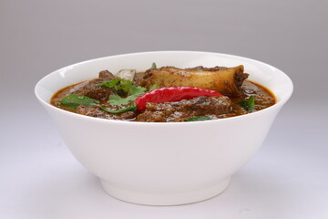 Mutton curry or Lamb curry_white background