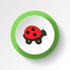 cartoon bug lady toy colored button icon. Signs and symbols can be used for web, logo, mobile app, UI, UX