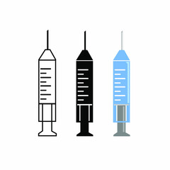 Set of three syringes on a white background icon vector