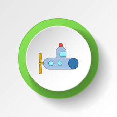 cartoon submarine toy colored button icon. Signs and symbols can be used for web, logo, mobile app, UI, UX