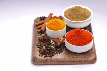Spices with wooden background