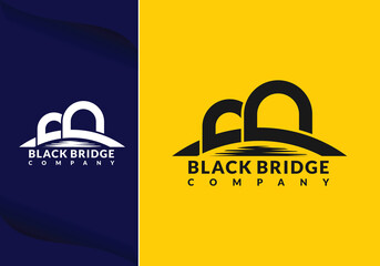 Pictography letter b logo design in a shape of bridge. template emblem symbol
