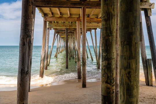 View from beneath the Avalon Fishing Pier in Kill Devil Hills Outer Banks North Carolina