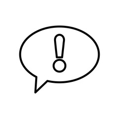 speech bubble with exclamation mark icon, line style