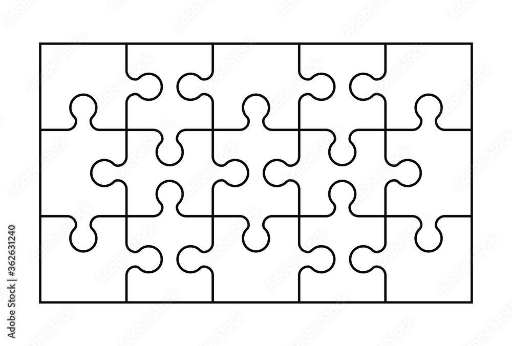 Poster set of fifteen puzzle pieces. puzzle with different types of details and the ability to move each pa
