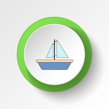 cartoon ship toy colored button icon. Signs and symbols can be used for web, logo, mobile app, UI, UX